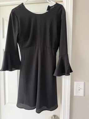 Black Bell-Sleeve A-Line Dress - Women's